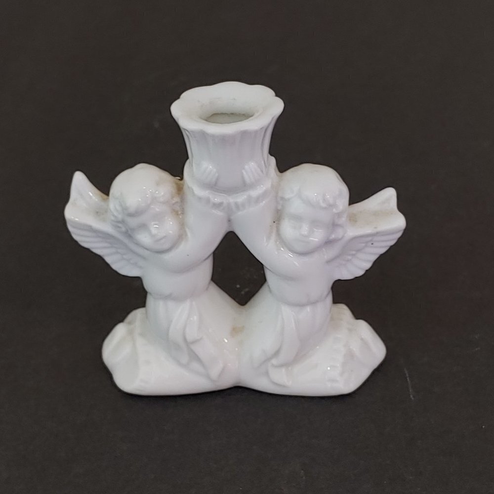 Vintage Victorian Cherub Angel Candle Holder‎ Ceramic Shabby Chic Cottage Core